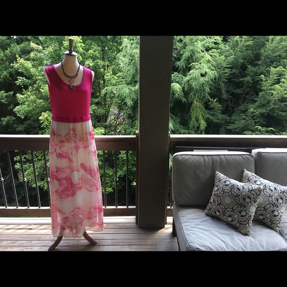 Calvin Klein Pink Maxi Dress ~ Large - Picture 1 of 11